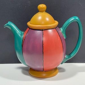 Vtg 2000 Bergschrund Tea Pot Purple, Red, Green & Gold